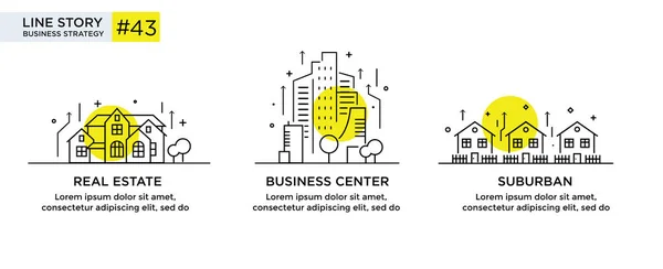 Set of illustrations concept with business concept. Workflow, growth, graphics. Building, city, navigation. linear illustration Icons infographics. Landing page site print poster. — Stock Vector