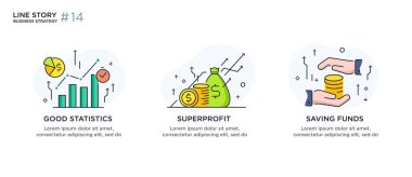 İş konsepti ile illüstrasyon seti. Çalışma akışı, büyüme, grafikler. İş geliştirme, kilometre taşları, başlangıç. doğrusal illüstrasyon Simgesi bilgi grafikleri. İniş sayfası baskı posteri. Çizgi