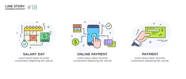 İş konsepti ile illüstrasyon seti. Çalışma akışı, büyüme, grafikler. İş geliştirme, kilometre taşları, başlangıç. doğrusal illüstrasyon Simgesi bilgi grafikleri. İniş sayfası baskı posteri. Çizgi