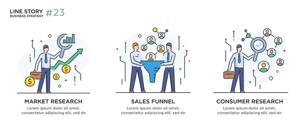 Zestaw koncepcji ilustracje z biznesmenów. Przepływ pracy, wzrostu, grafiki. Rozwoju biznesu, kamienie milowe. liniowy ilustracja ikony infografiki. Docelową stronę witryny drukowany plakat — Wektor stockowy