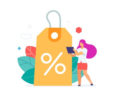 İndirim parası. Düz illüstrasyon Simgeleri bilgi grafikleri. İniş sayfası baskı posteri.