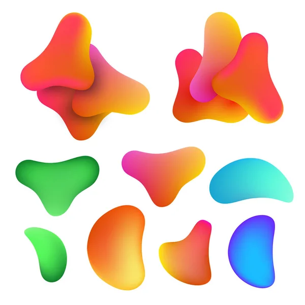 Set di forma liquida astratta colorata geometrica piatta — Vettoriale Stock