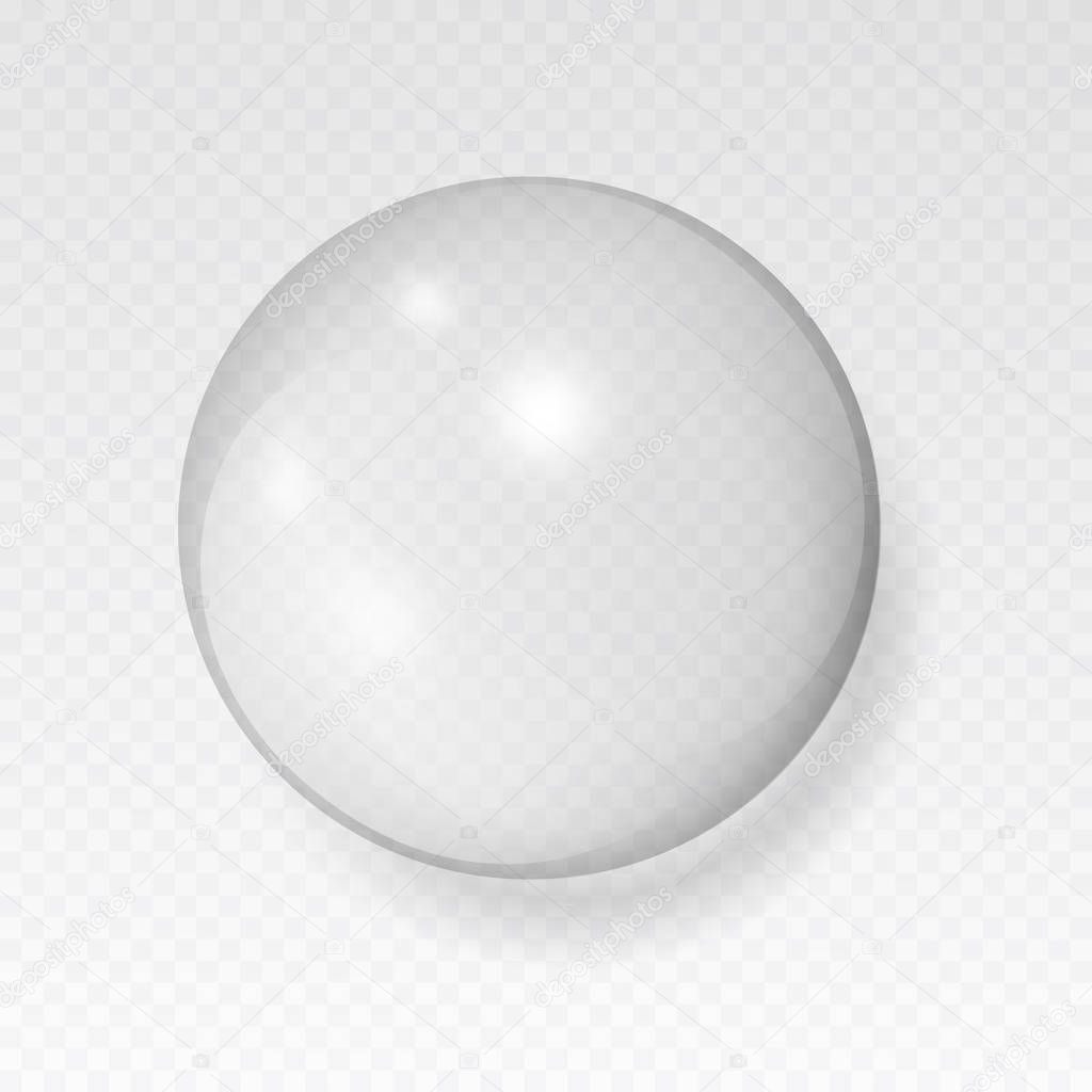 Transparent glass sphere with glares and highlights