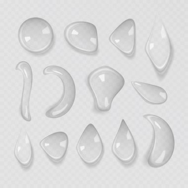 Transparent water gel drop set. Vector EPS 10. clipart