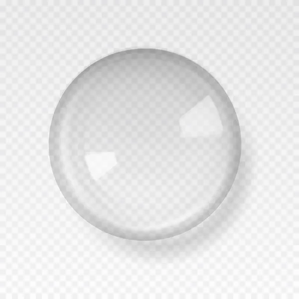 Transparent glass sphere with glares and highlights. — Stock Vector