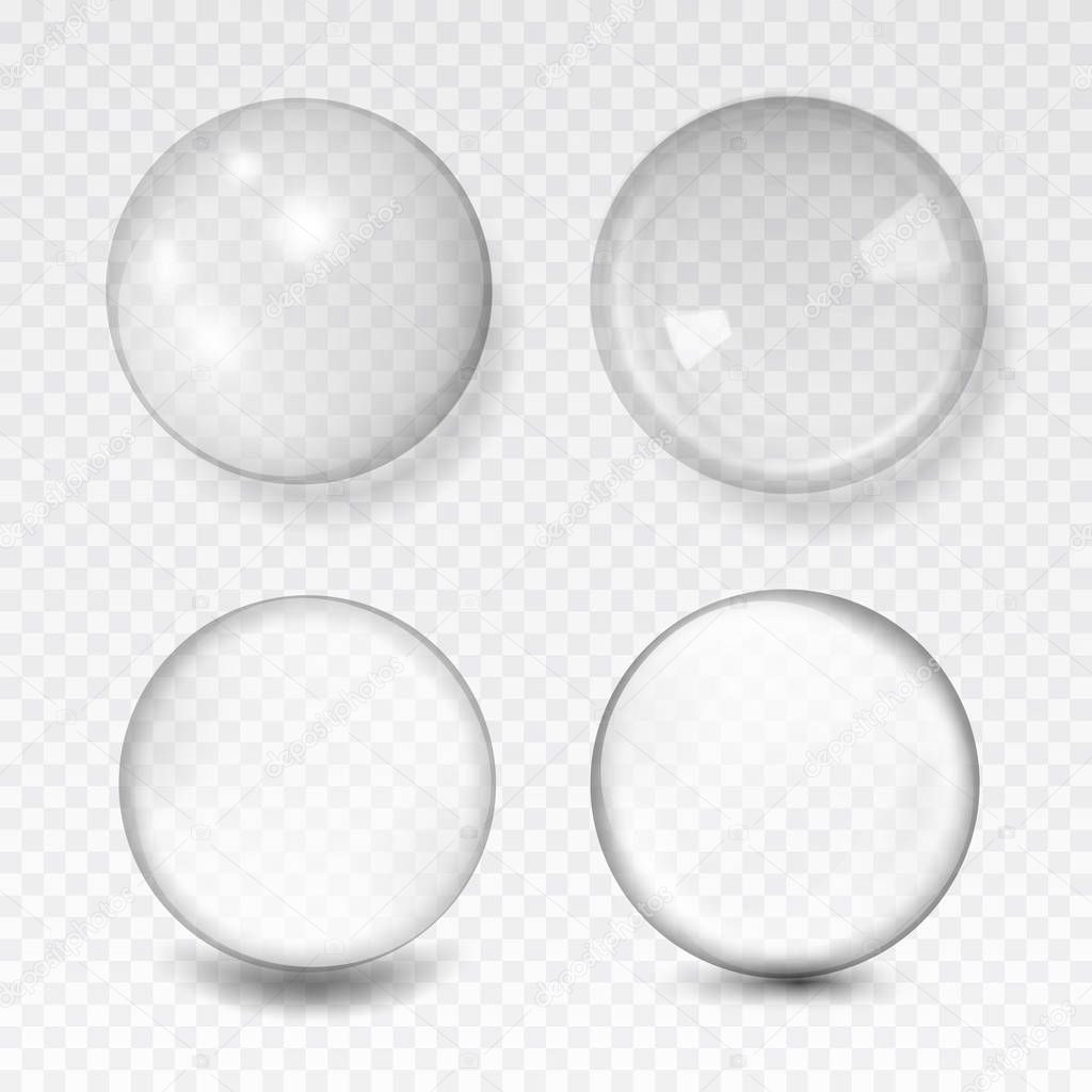 white transparent glass sphere with glares and highlights