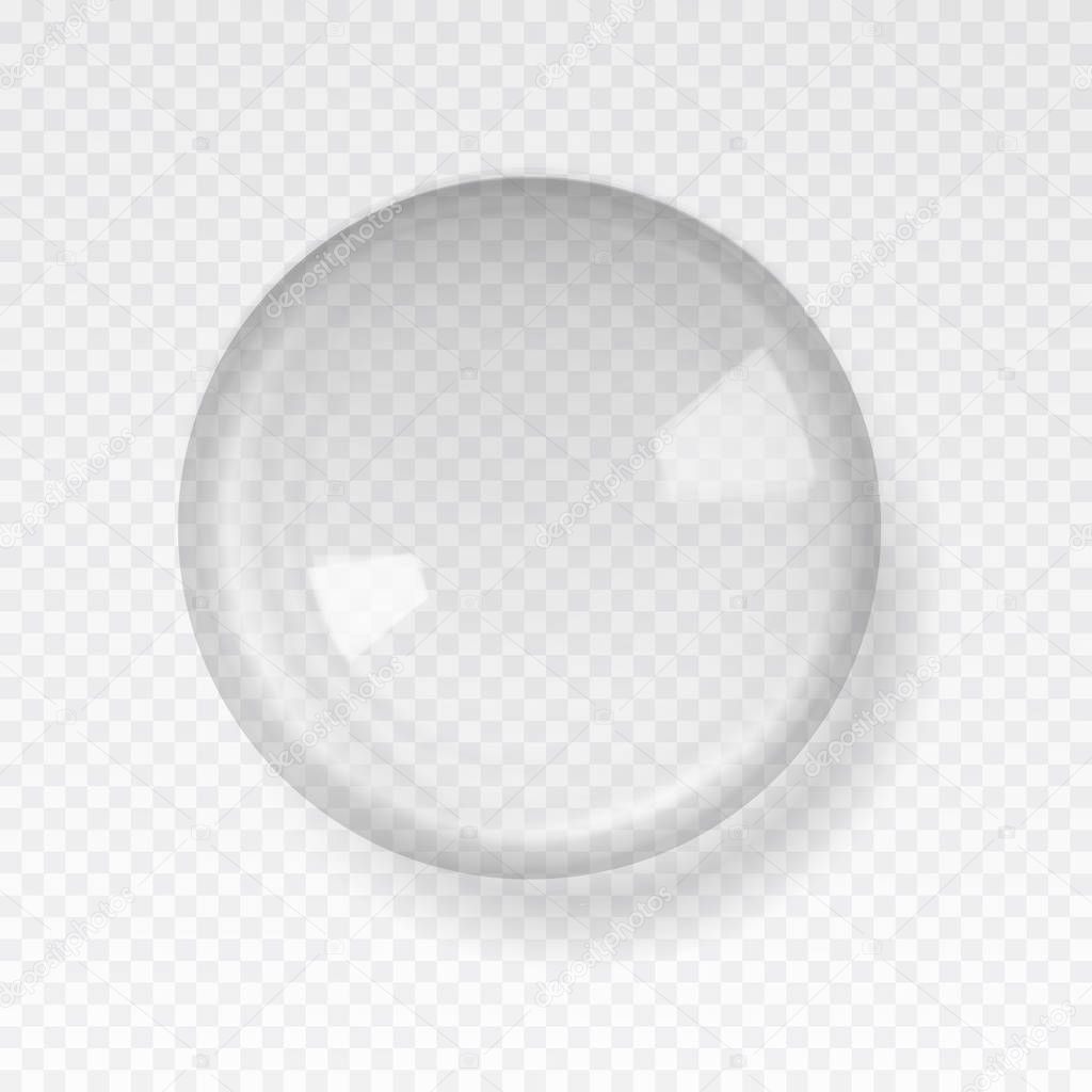 Transparent glass sphere with glares and highlights.