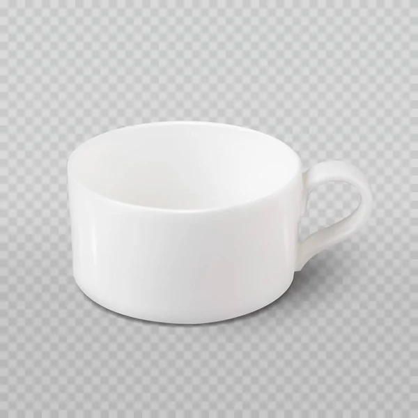 Foto realista taza blanca aislada sobre cuadros transparentes como fondo Gráficos vectoriales
