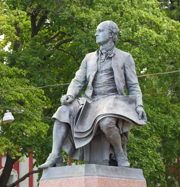 Lomonosov Monumento Universitetskaya Argine San Pietroburgo Russia Luglio 2018 — Foto Stock