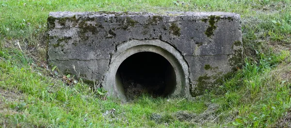 Drenážní Trubce Spojující Příkopu Pod Mostem Parku — Stock fotografie