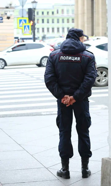 Ruský Policista Službě Nevsky Prospect Petrohrad Rusko Říjen 2019 — Stock fotografie