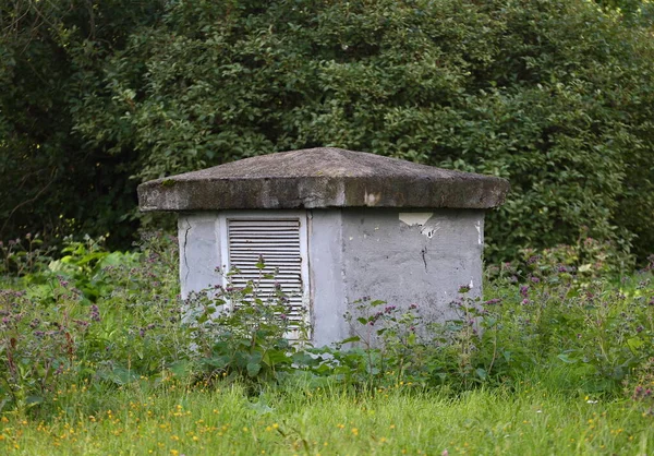 Een Kleine Betonnen Ventilator Het Groene Gras — Stockfoto