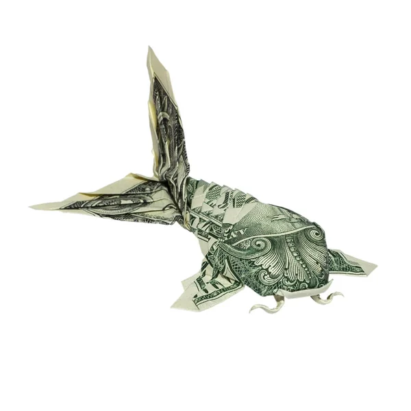 Origami Dinero Koi Fish Doblado Con Billete Dólar Real Aislado —  Fotos de Stock