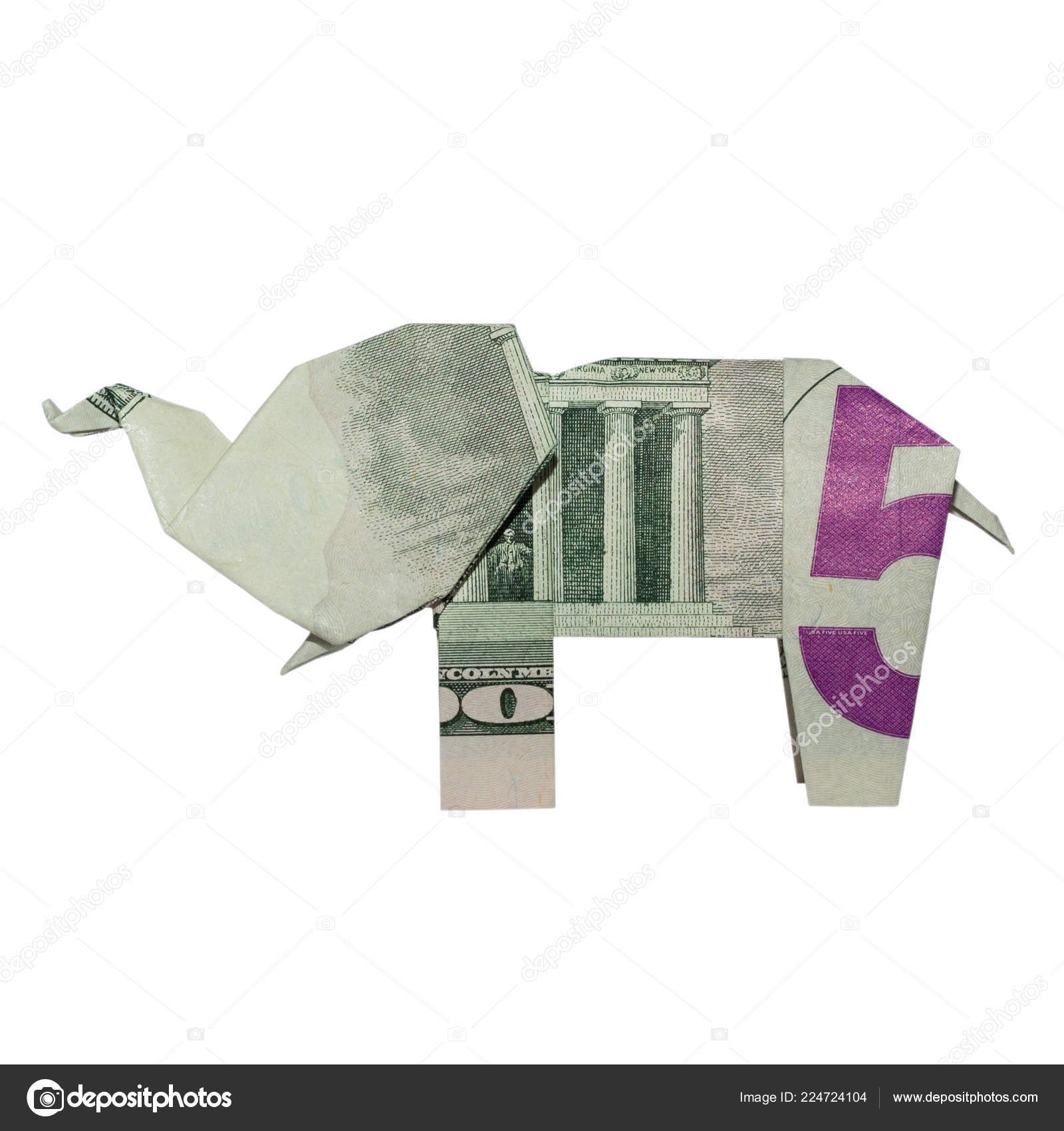 Money Origami Elephant Money Origami Elephant Left Side