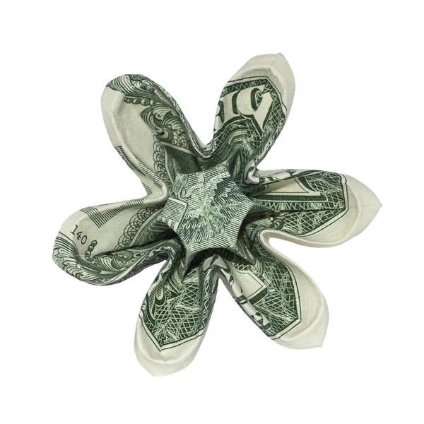 Origami Dinero Seis Pétalos Flores Plegado Con Billete Dólar Real —  Fotos de Stock