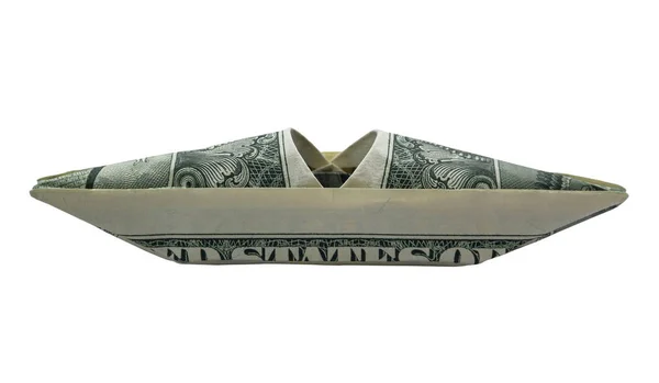 Geld Origami Kajak Profil Gefaltet Mit Echten Ein Dollar Schein — Stockfoto