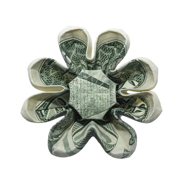 Origami Pieniądze Które Osiem Płatków Kwiatów Składany Prawdziwego Jednego Dolara — Zdjęcie stockowe