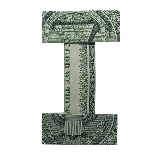 Para Origami Mektup Karakter Gerçek Bir Dolar Bill Ile Katlanmış — Stok fotoğraf
