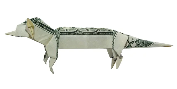 Гроші Орігамі Fox Складений Реальним Одним Доларом Біллом Ізольовані Білому — стокове фото