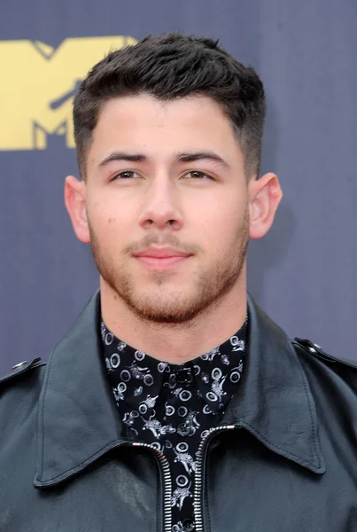 Nick Jonas 2018 Mtv Filmové Televizní Ceny Konala Hangáru Barker — Stock fotografie