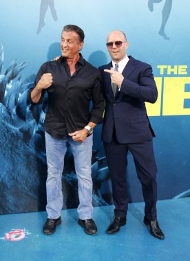 'Meg Tcl Çin Tiyatro IMAX Hollywood, ABD 6 Ağustos 2018 düzenlenen' in Jason Statham ve Sylvester Stallone, Los Angeles premiere.
