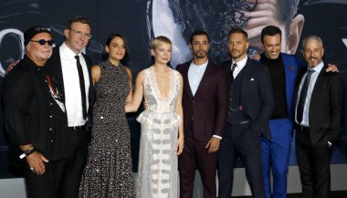 'Zehir Regency köyü tiyatro Westwood, ABD'de 1 Ekim 2018 düzenlenen' in Ruben Fleischer, Riz Ahmed, Jenny kayrak, Tom Hardy ve Michelle Williams, Los Angeles premiere.