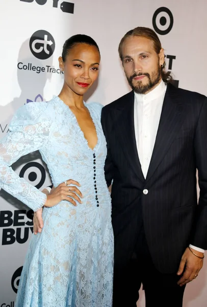 Zoe Saldana Marco Perego Saldana Gala Della Fondazione Eva Longoria — Foto Stock