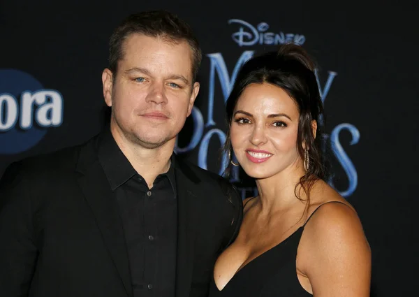 Matt Damon Luciana Barroso Estreno Mundial Mary Poppins Returns Disney — Foto de Stock