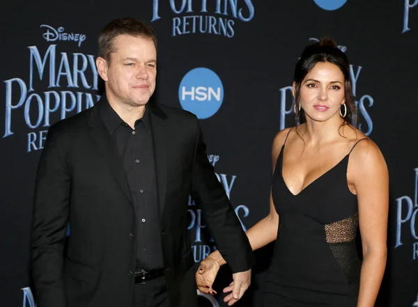 Matt Damon Luciana Barroso World Premiere Disney Mary Poppins Returns — Stock Photo, Image