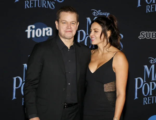 Matt Damon Luciana Barroso World Premiere Disney Mary Poppins Returns — Stock Photo, Image