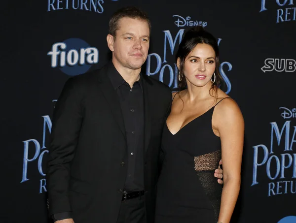 Matt Damon Luciana Barroso Estreno Mundial Mary Poppins Returns Disney — Foto de Stock