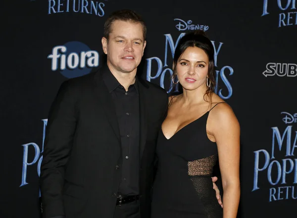 Matt Damon Luciana Barroso World Premiere Disney Mary Poppins Returns — Stock Photo, Image