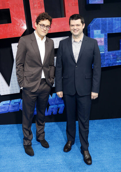 Christopher Miller and Phil Lord at the Los Angeles premiere of 'The Lego Movie 2: The Second Part' held at the Regency Village Theatre in Westwood, USA on February 2, 2019.