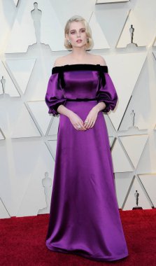 24 Şubat 2019 Hollywood ve Highland Los Angeles, ABD Lucy Boynton 91 yıllık Akademi Ödülleri'nde düzenlenen.