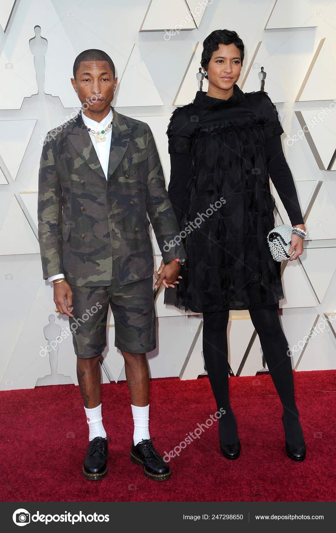 Helen Lasichanh, Pharrell Williams 199 at the 57th Annual GRAMMY Awards at  the Staples Center in Los Angeles. February 8, 2015.Helen Lasichanh, Pharrell  Williams 199 ------------- Red Carpet Event, Vertical, USA, Film