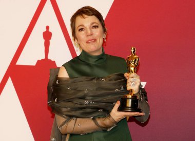 24 Şubat 2019 Hollywood ve Highland Los Angeles, ABD Olivia Colman 91 yıllık Akademi Ödülleri - Kazananlar Oda düzenlenen.