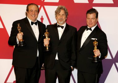 Nick Vallelonga, Peter Farrelly ve Brian Currie, 91 yıllık Akademi Ödülleri - Kazananlar Oda Hollywood ve Highland Los Angeles, ABD 24 Şubat 2019 düzenlenen.