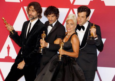Andrew Wyatt, Anthony Rossomando, Lady Gaga ve Mark Ronson, 91 yıllık Akademi Ödülleri - Kazananlar Oda Hollywood ve Highland Los Angeles, ABD 24 Şubat 2019 düzenlenen.