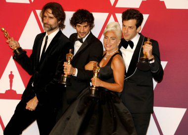 Andrew Wyatt, Anthony Rossomando, Lady Gaga ve Mark Ronson, 91 yıllık Akademi Ödülleri - Kazananlar Oda Hollywood ve Highland Los Angeles, ABD 24 Şubat 2019 düzenlenen.