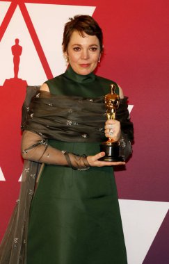 24 Şubat 2019 Hollywood ve Highland Los Angeles, ABD Olivia Colman 91 yıllık Akademi Ödülleri - Kazananlar Oda düzenlenen.