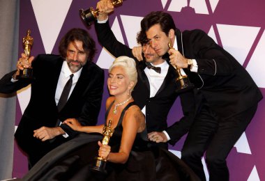 Andrew Wyatt, Anthony Rossomando, Lady Gaga ve Mark Ronson, 91 yıllık Akademi Ödülleri - Kazananlar Oda Hollywood ve Highland Los Angeles, ABD 24 Şubat 2019 düzenlenen.