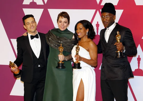 Rami Malek, Olivia Colman, Regina King e Mahershala Ali — Fotografia de Stock