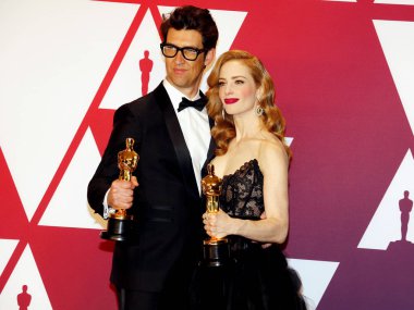 Guy Nattiv ve Jaime Ray Newman 91 yıllık Akademi Ödülleri - basın odası Loews Hotel Hollywood, ABD'de 24 Şubat 2019 düzenlenen.