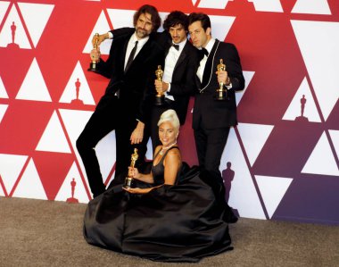 Andrew Wyatt, Anthony Rossomando, Lady Gaga ve Mark Ronson, 91 yıllık Akademi Ödülleri - basın odası Loews Hotel Hollywood, ABD'de 24 Şubat 2019 düzenlenen.