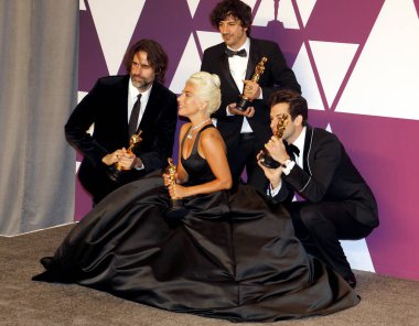 Andrew Wyatt, Anthony Rossomando, Lady Gaga ve Mark Ronson, 91 yıllık Akademi Ödülleri - basın odası Loews Hotel Hollywood, ABD'de 24 Şubat 2019 düzenlenen.