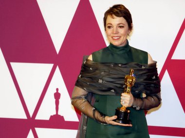 Olivia Colman 91 yıllık Akademi Ödülleri - basın odası Loews Hotel Hollywood, ABD'de 24 Şubat 2019 düzenlenen.