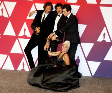 Andrew Wyatt, Anthony Rossomando, Lady Gaga ve Mark Ronson, 91 yıllık Akademi Ödülleri - basın odası Loews Hotel Hollywood, ABD'de 24 Şubat 2019 düzenlenen.