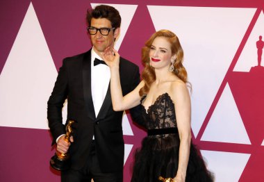 Guy Nattiv ve Jaime Ray Newman 91 yıllık Akademi Ödülleri - basın odası Loews Hotel Hollywood, ABD'de 24 Şubat 2019 düzenlenen.