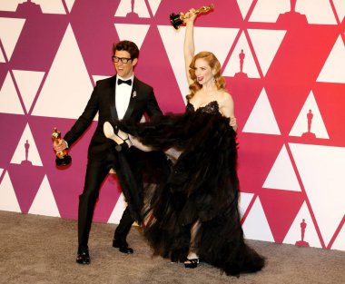 Guy Nattiv ve Jaime Ray Newman 91 yıllık Akademi Ödülleri - basın odası Loews Hotel Hollywood, ABD'de 24 Şubat 2019 düzenlenen.