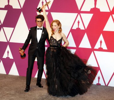 Guy Nattiv ve Jaime Ray Newman 91 yıllık Akademi Ödülleri - basın odası Loews Hotel Hollywood, ABD'de 24 Şubat 2019 düzenlenen.